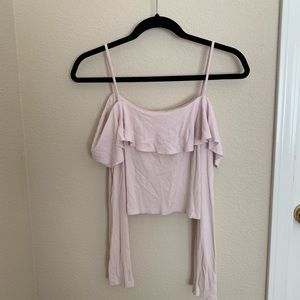 Spaghetti strap + long sleeve ruffle shirt